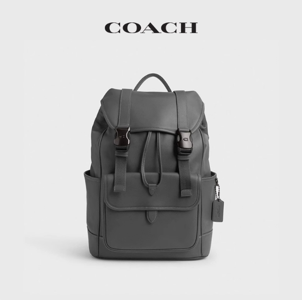 COACH同款蔻驰男士LEAGUE翻盖双肩包大容量休闲轻便炭黑色