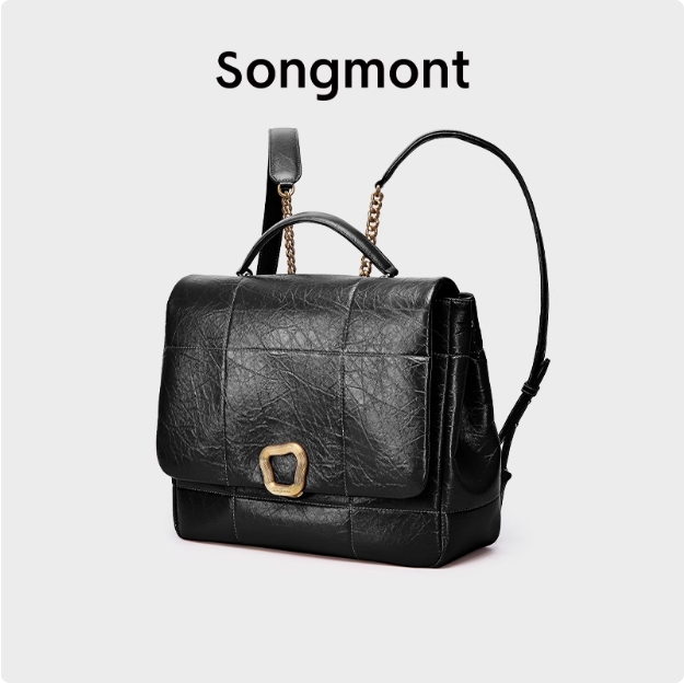 Songmont山下有松巧克力系列16寸电脑双肩包头层牛皮轻奢通勤背包