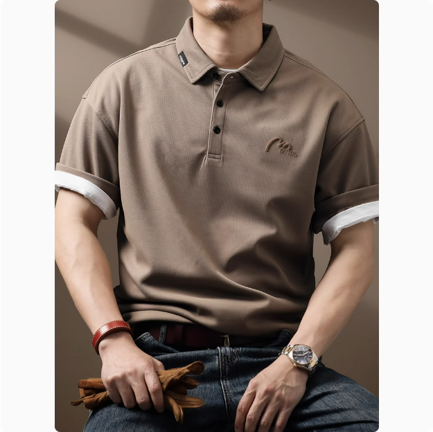 高品质简约刺绣Polo衫男2024夏季新款美式复古短袖t恤男潮牌体恤